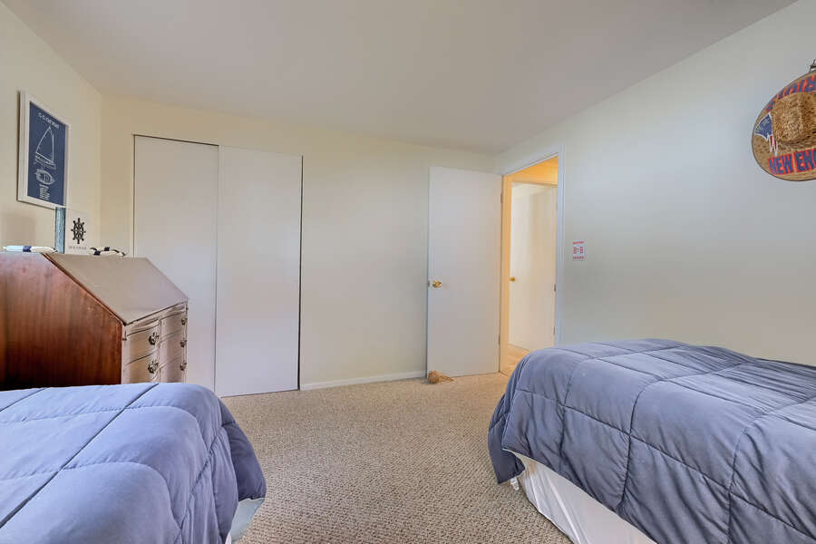 Bedroom #2 has 2 twin Beds, dresser and closet -77 Linden Lane-Osterville-Cape Cod-New England Vacation Rentals