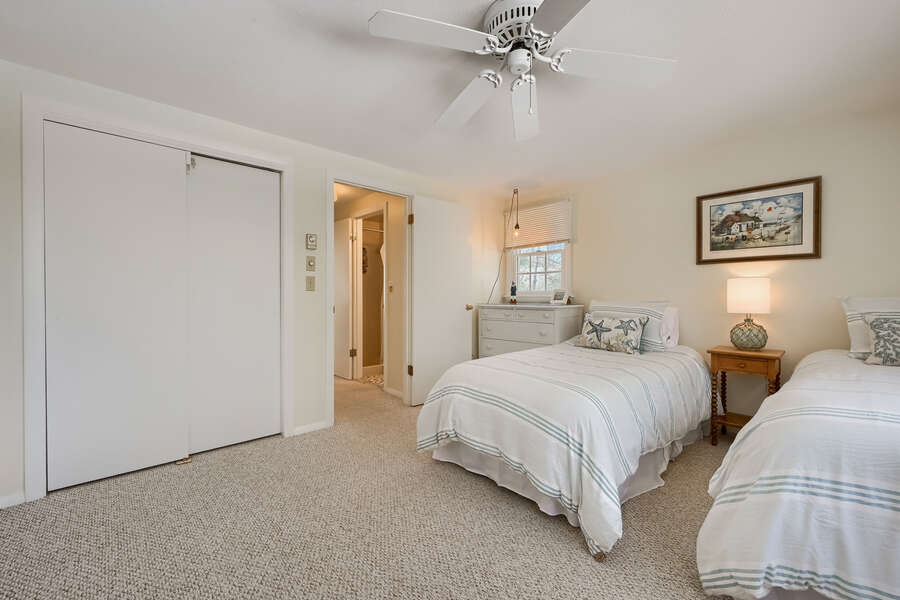 Bedroom #3 upstairs- 2 Twin beds dresser and closet -77 Linden Lane-Osterville-Cape Cod-New England Vacation Rentals