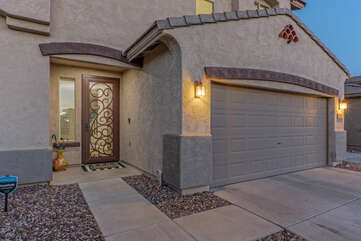 The front entrance to VALLEY VISTA with one garage space for your vehicle.