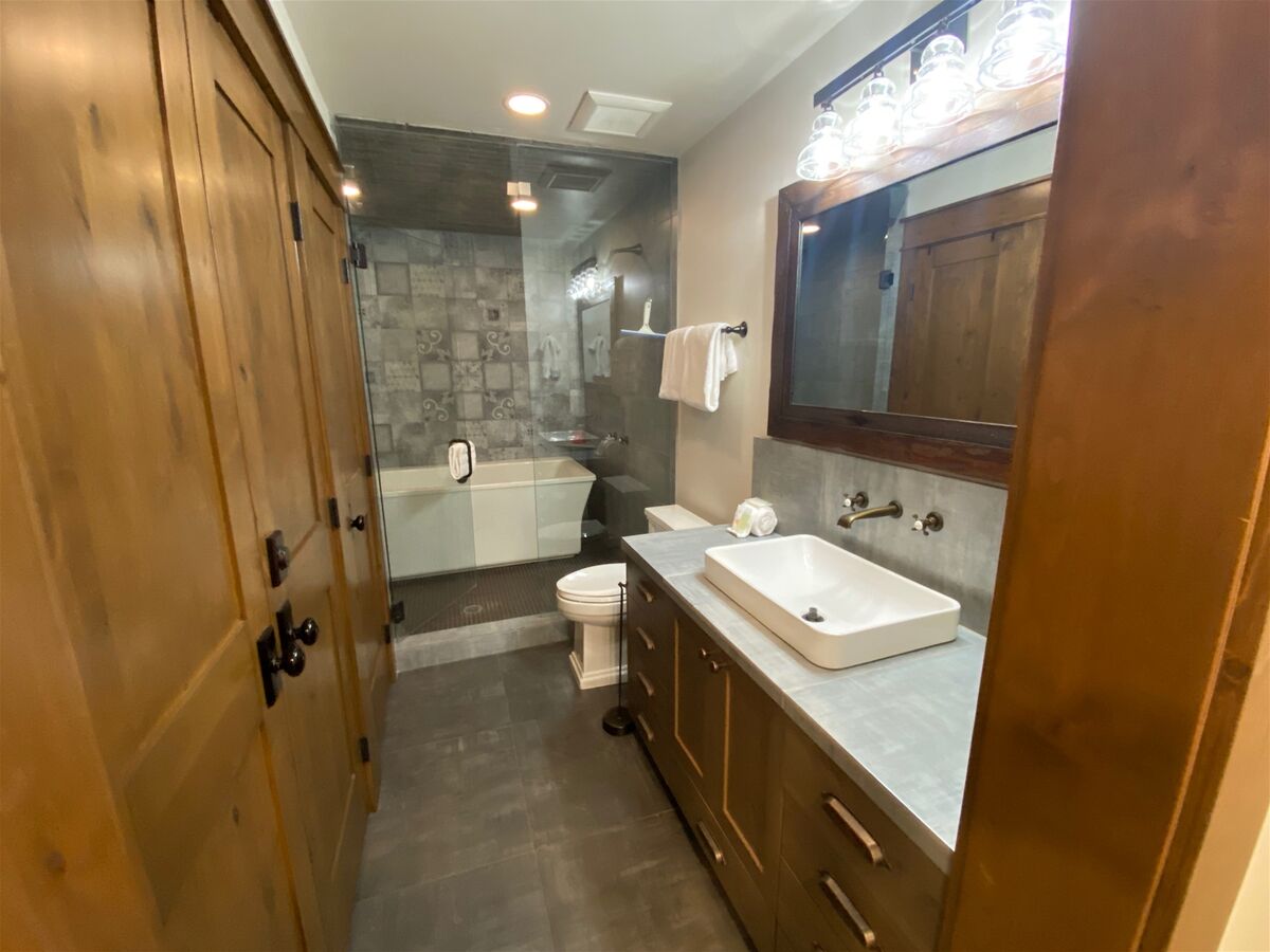 Full bathroom features a luxurious tub and shower!