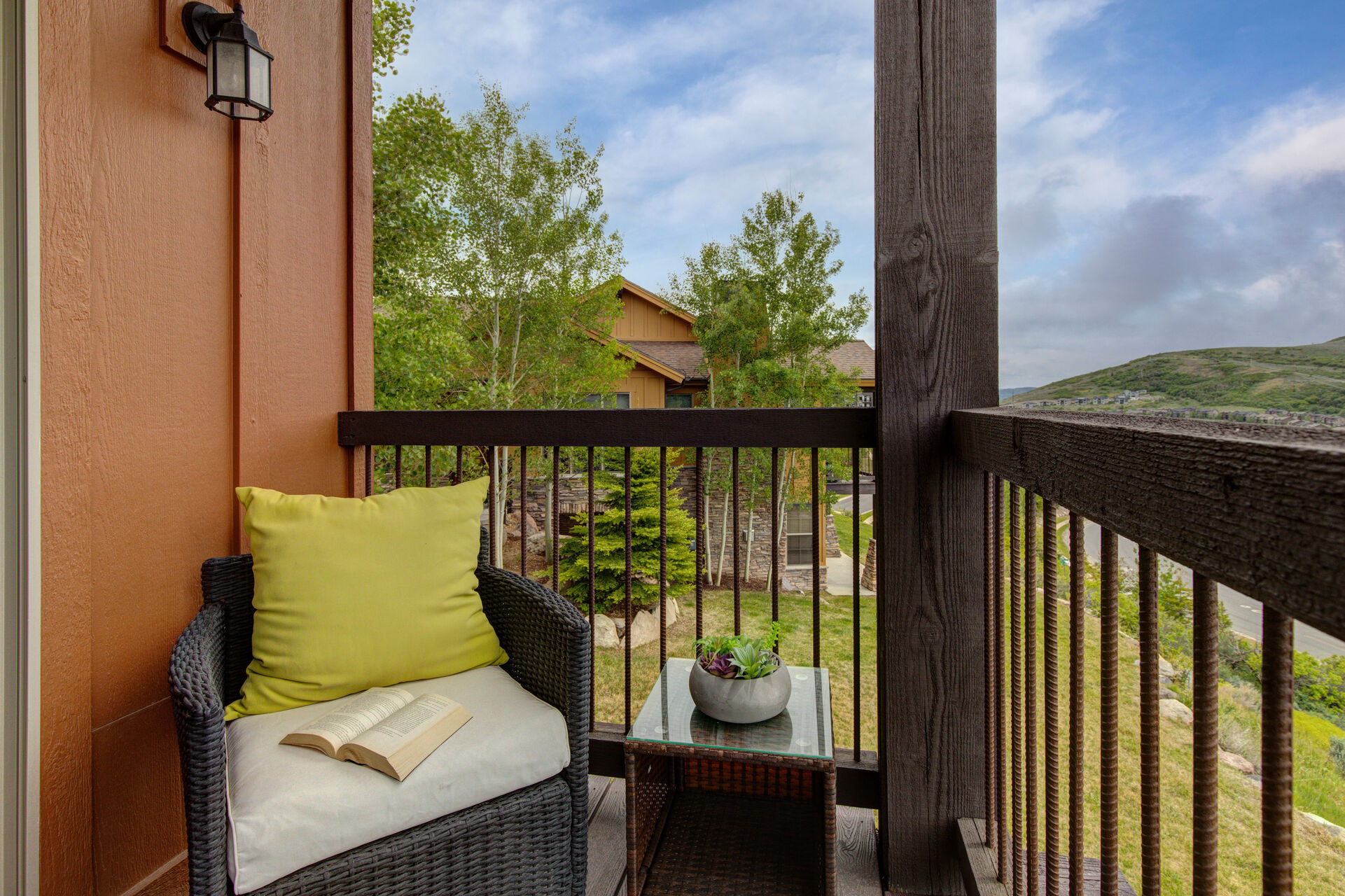 Main Level Private Deck with BBQ grill, gorgeous surrounding views, and comfortable outdoor furnishings