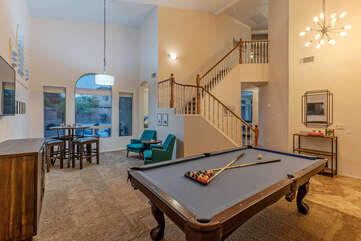 The dedicated game room will be a favorite indoor place to gather for friendly competition.