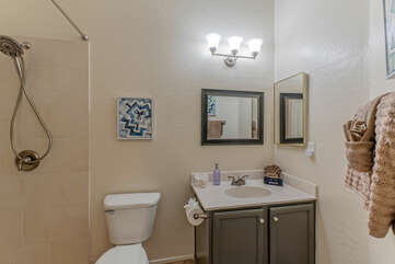 Bathroom 3 with a walk-in shower is on the ground floor making it ideal for guests who are swimming in the pool.