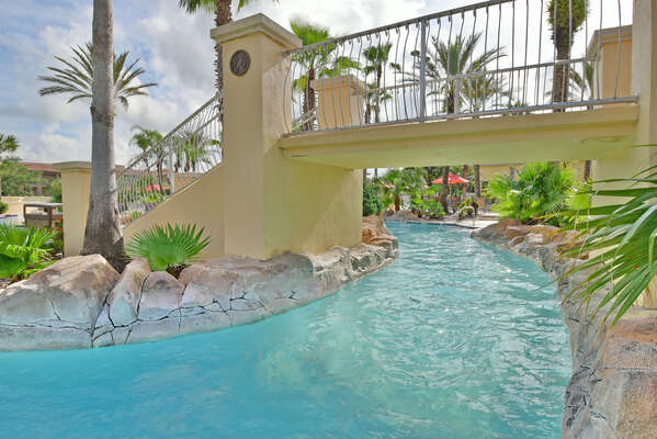 walking path over lazy river