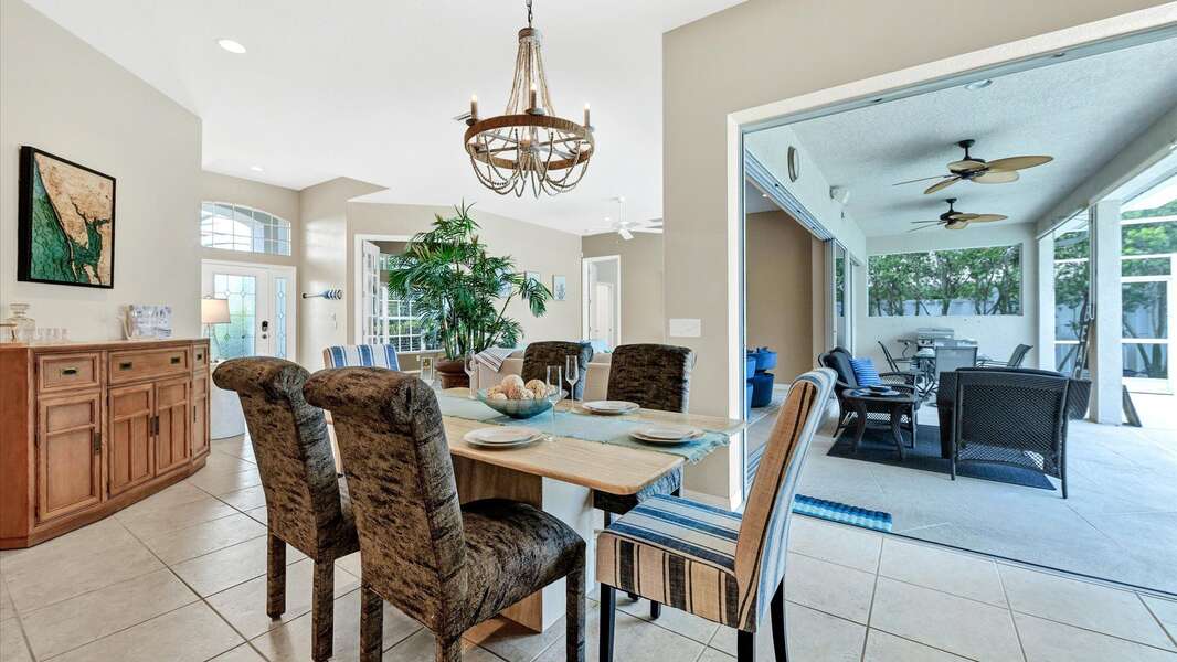 Dining table overlooking the pool