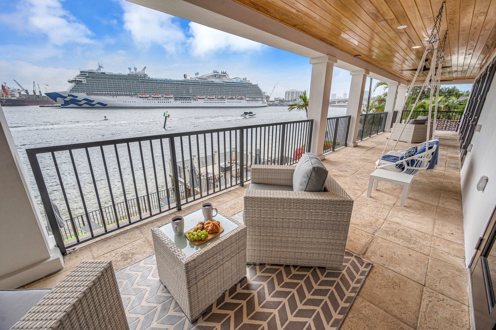 Delight in views of the Harbor Inlet from the balcony off the Primary Bedroom.
