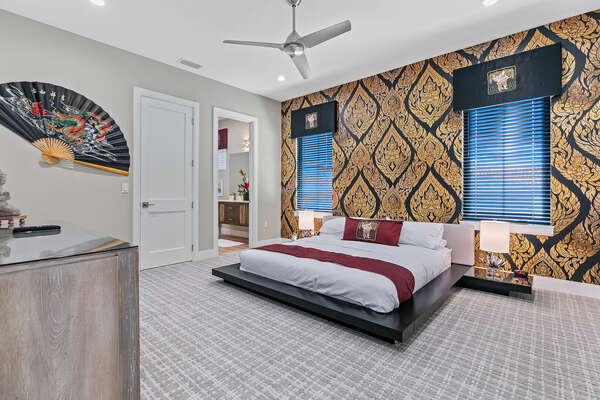This Thailand themed master suite features a king size bed and en-suite bathroom. Located on the second floor.