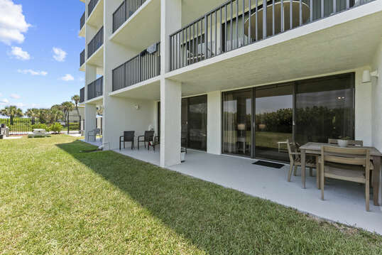Ground floor walkout patio - easy access to the beach