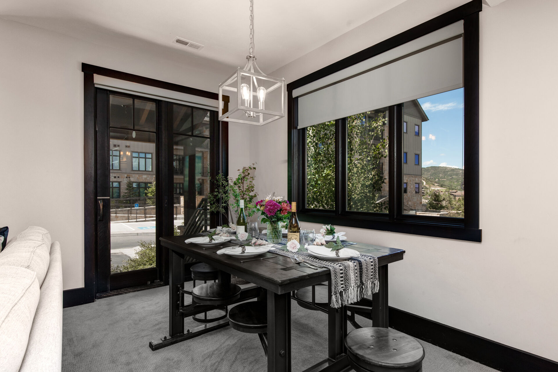 Dining Area with built-in seating for 6 and private patio access