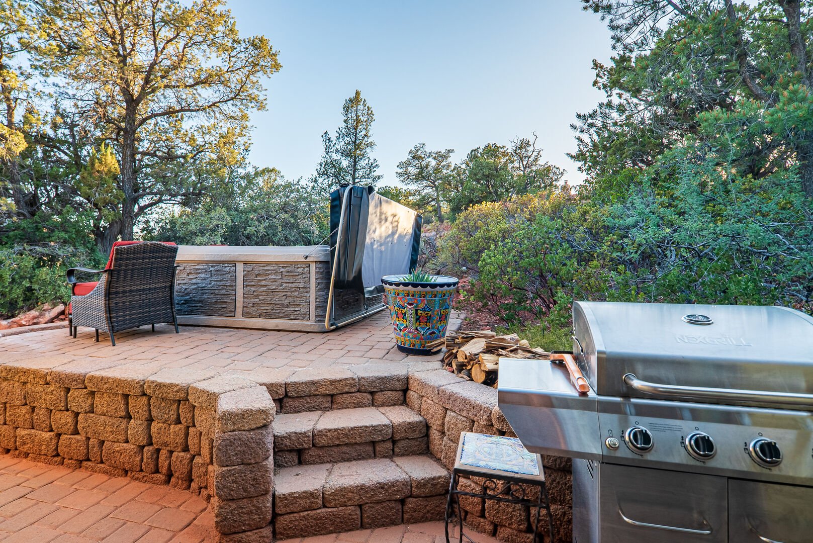 Grill Area w/ Hot Tub in Background