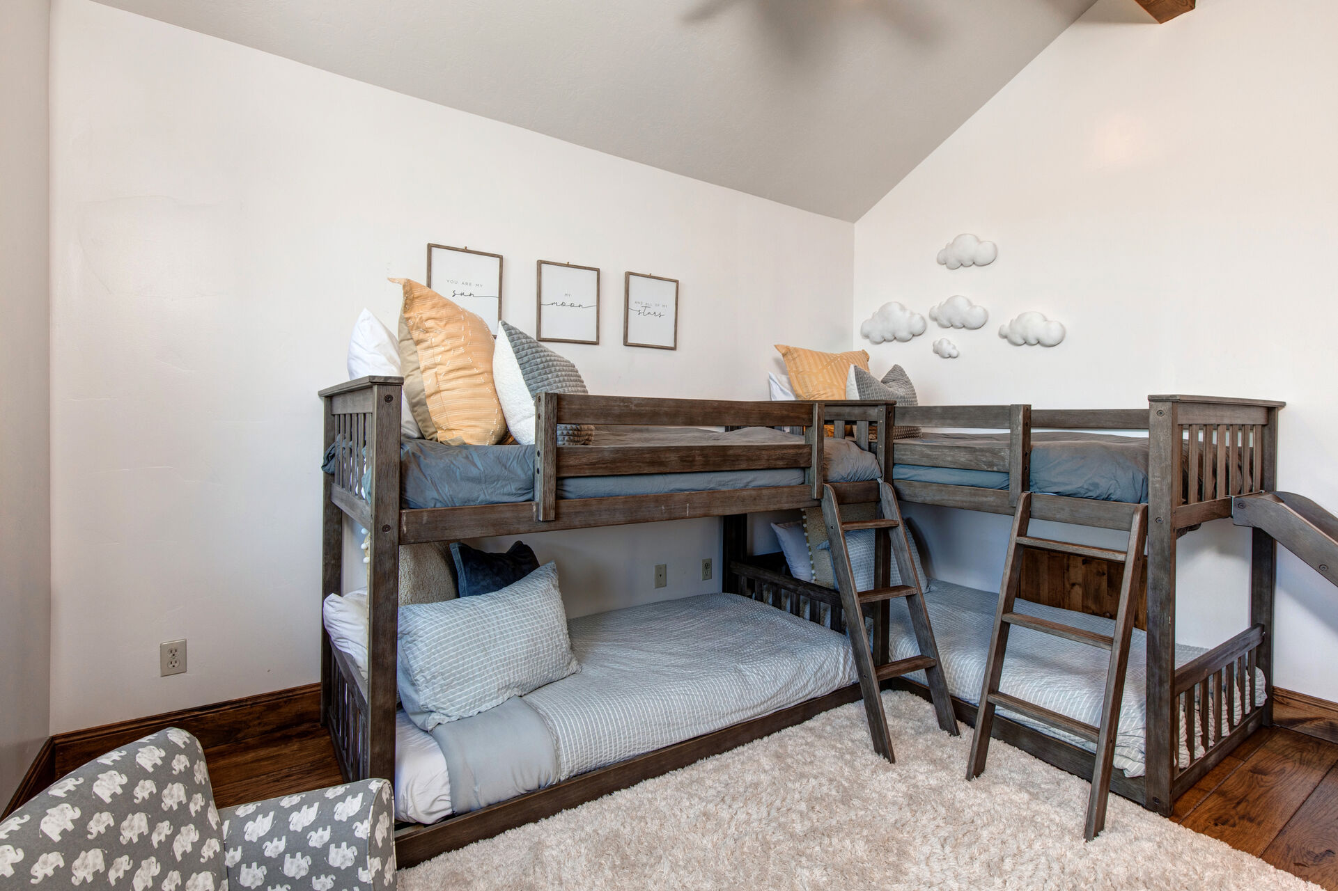 Upper Level Bedroom 2 with Two Twin over Twin Bunk Beds