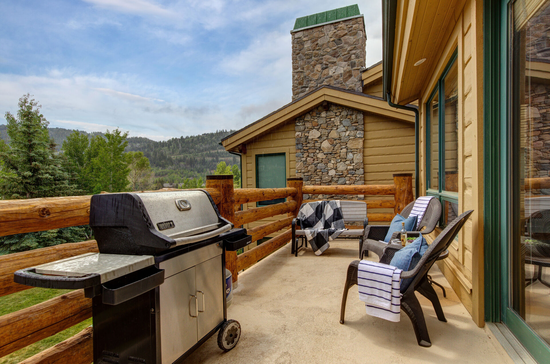 Private Hot Tub Patio overlooking Deer Valley Resort with BBQ grill and outdoor furnishings