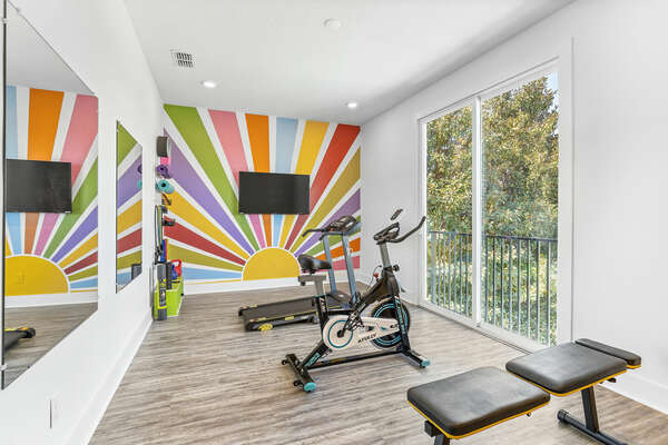 Need to burn off them vacation carbs? This home has a fitness room with a great view!