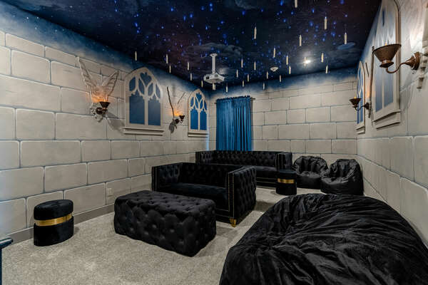 Watch your favorite film in this Wizard themed movie theater