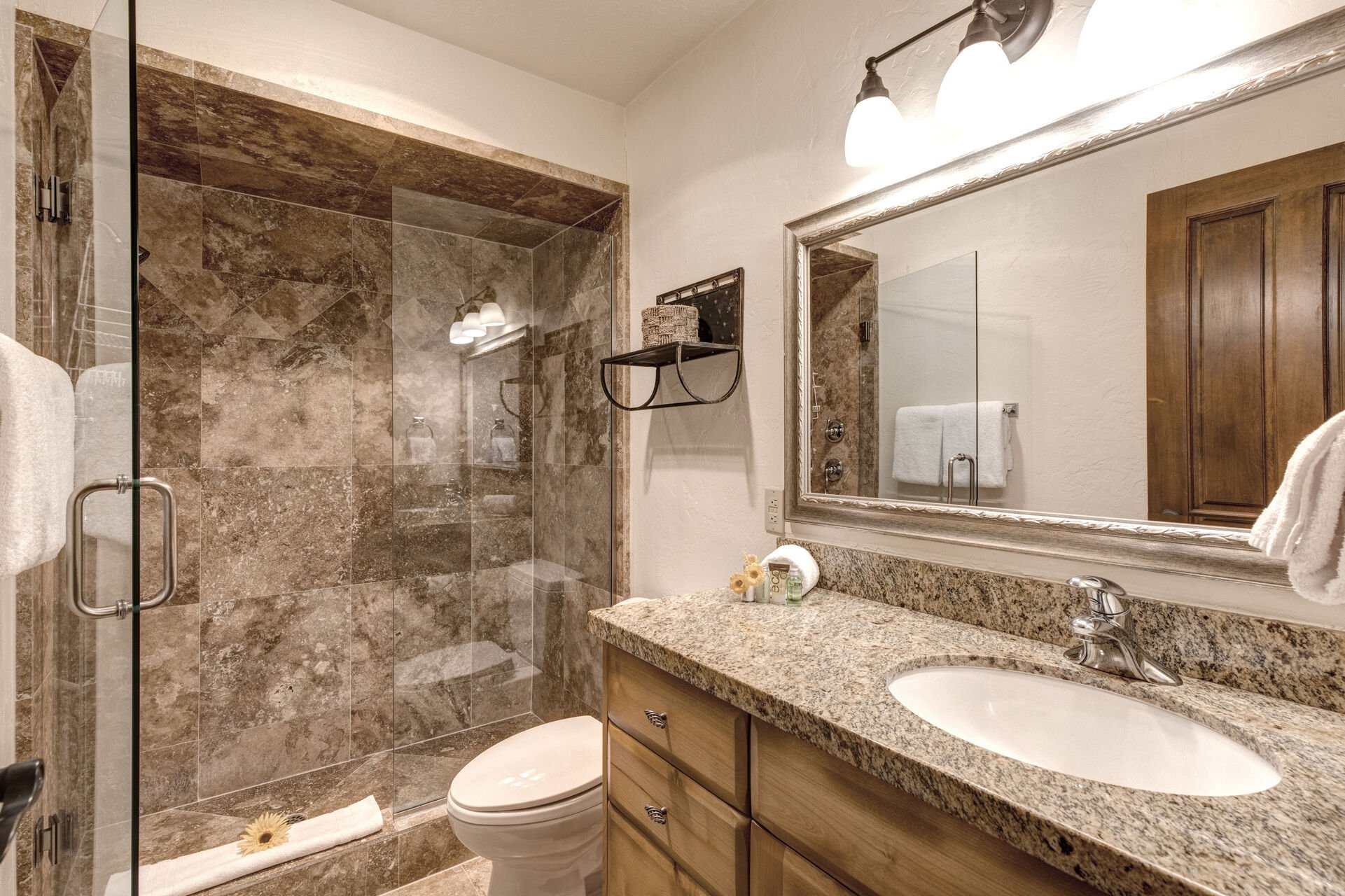 En Suite Bathroom with large tile & glass shower