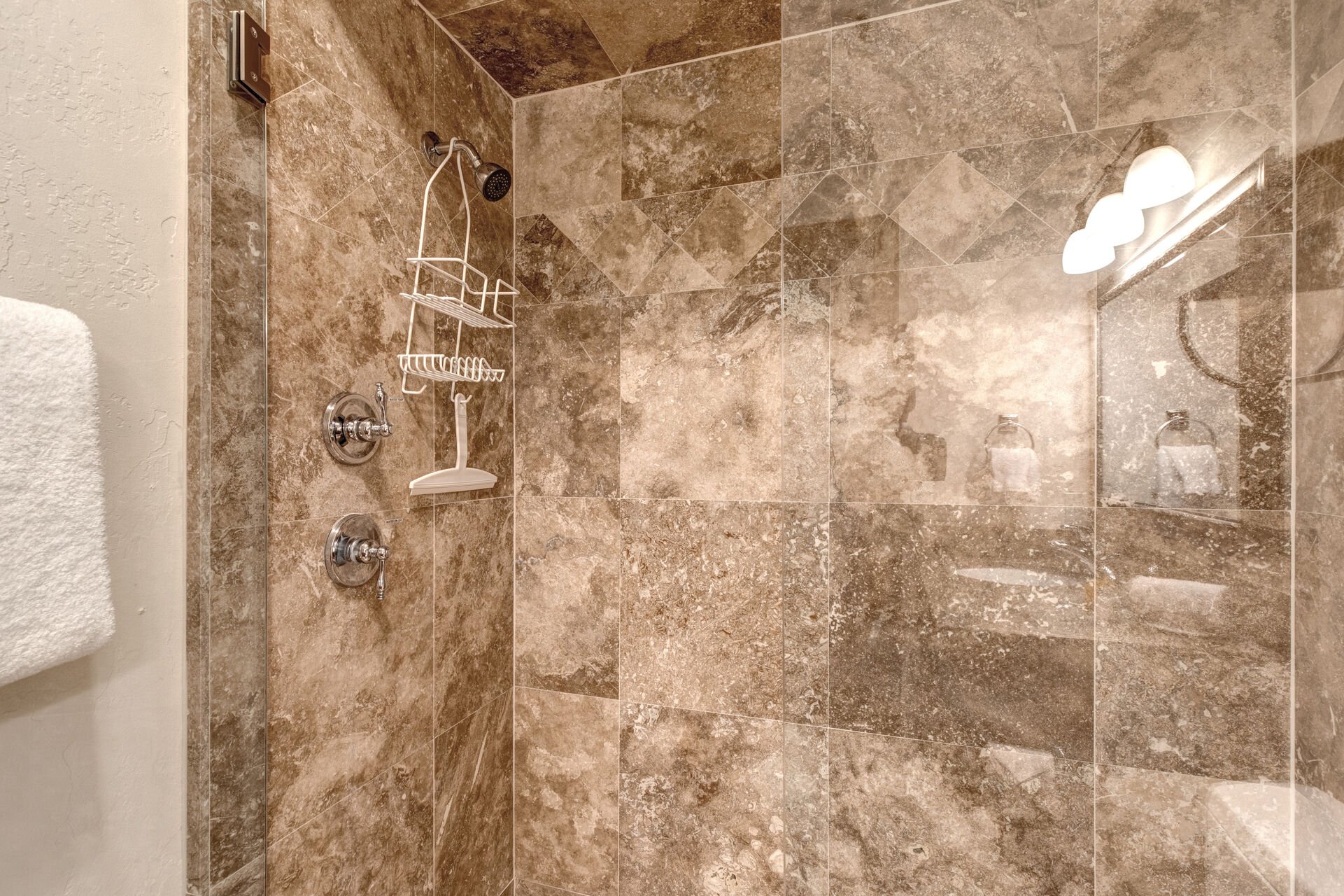 En Suite Bathroom with large tile & glass shower