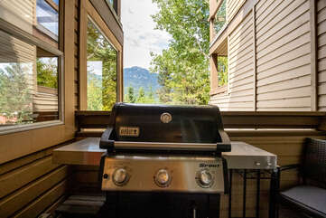Private patio with gas BBQ