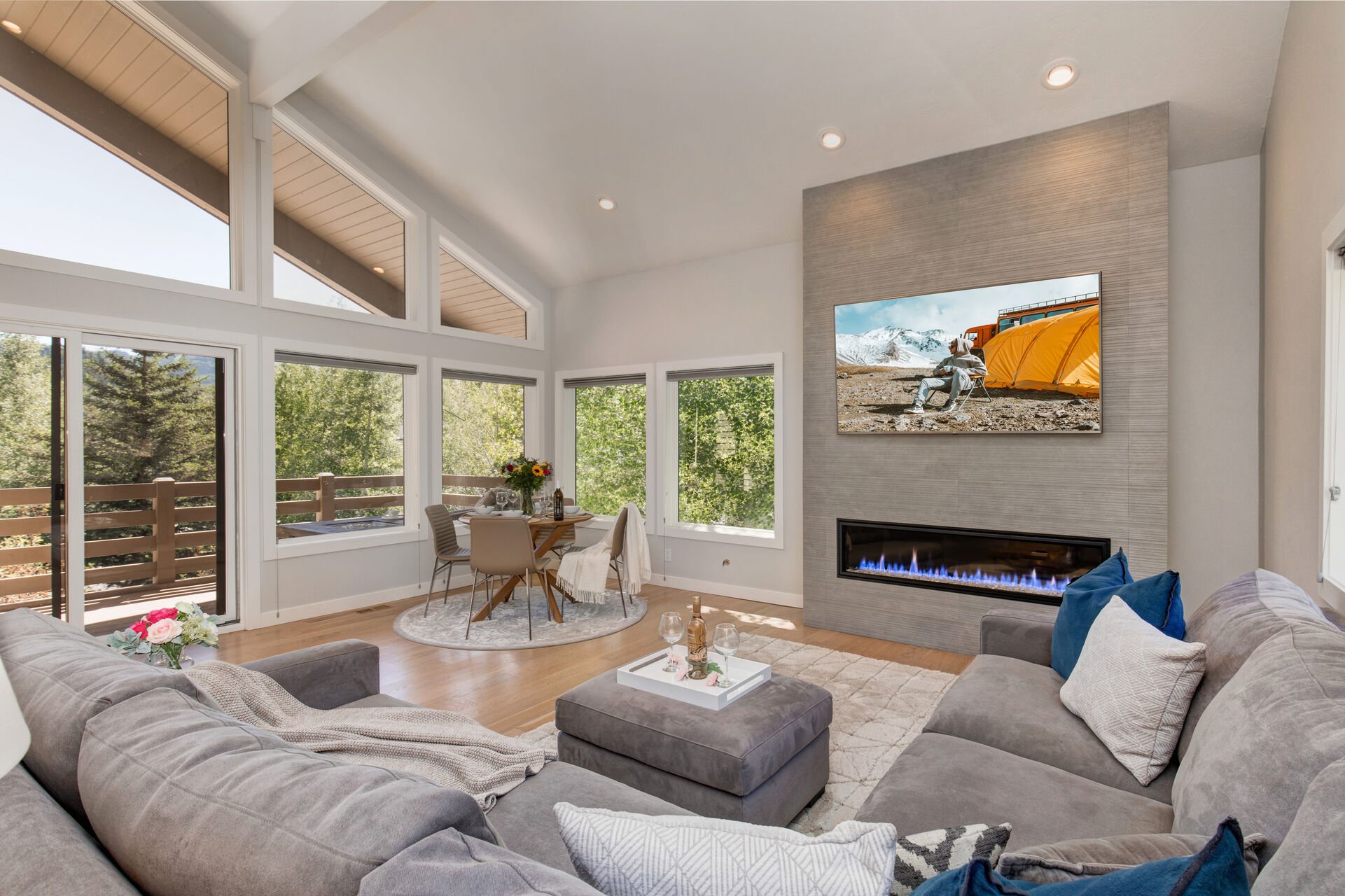 Living Room with a Smart TV and Gas Fireplace