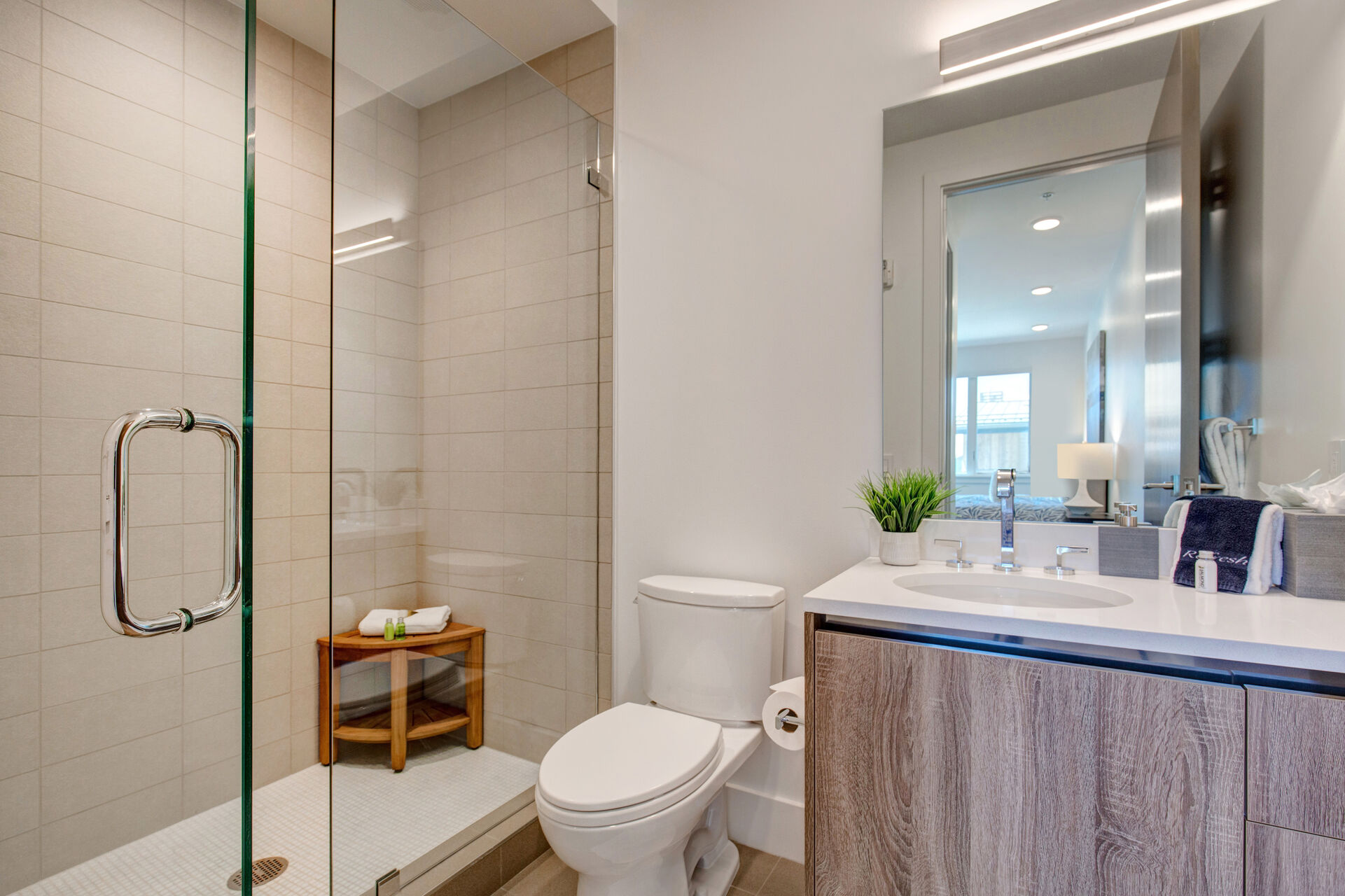 Master Bath 2 with a Tile/Glass Shower