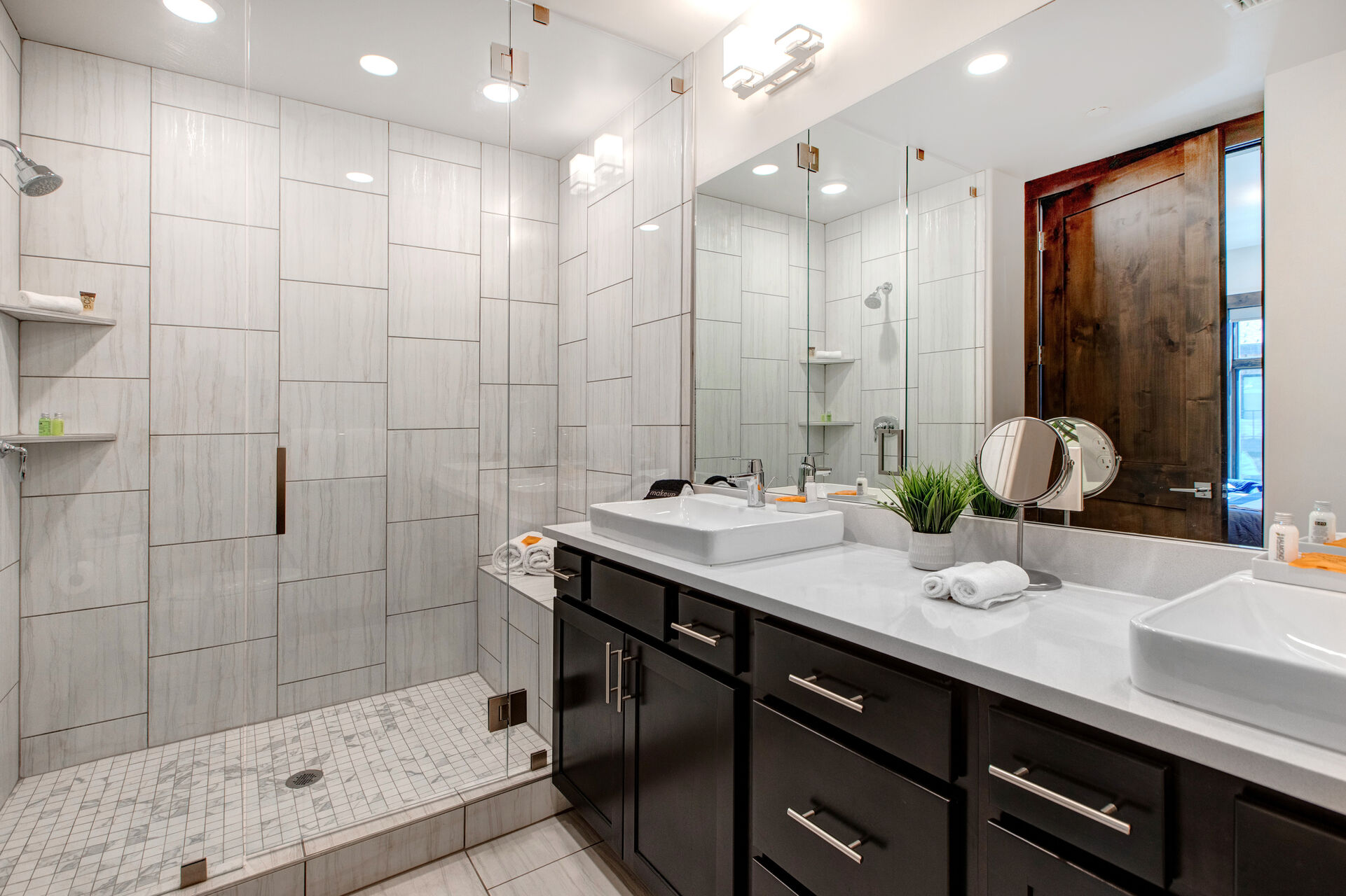 Master Bathroom with over-sized tile & glass shower