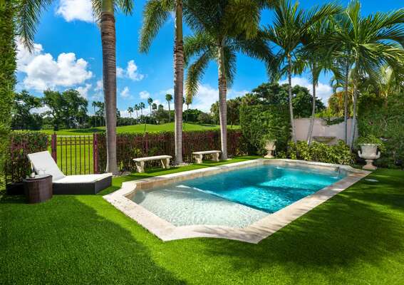 Heated Pool with private rear yard overlooking the fairway