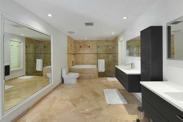 En-Suite to Bedroom 1
Tub, shower, immaculately clean for your arrival