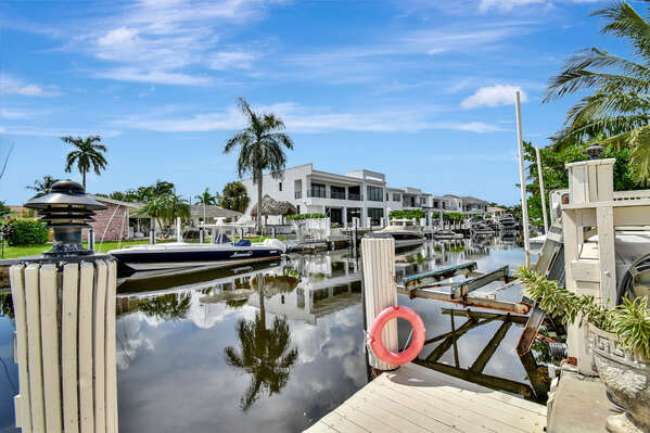 View along the waterway at the bottom of the yard, classic Florida vista