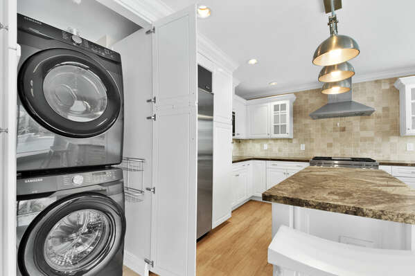 Washer and Dryer in the kitchen for your use