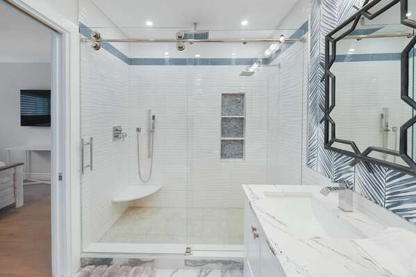 En-suite to Bedroom 1
Twin Sinks in Vanity Unit
Spacious Walk in Shower