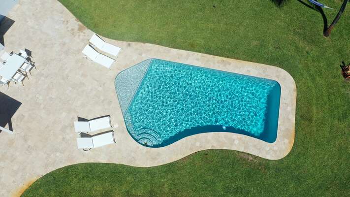 Heated Pool and Loungers, shade available