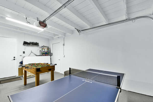 Ping pong table in the garage along with Foosball, basketball game and more!