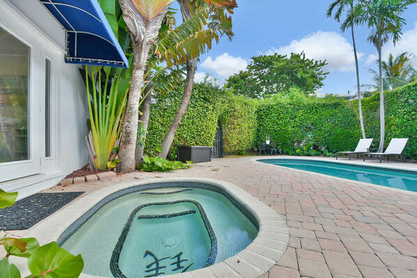 Heated pool and separate hot tub