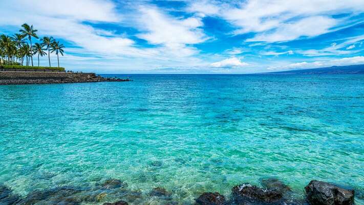 Clear and pristine water at the  Mauna Lani Beach Club