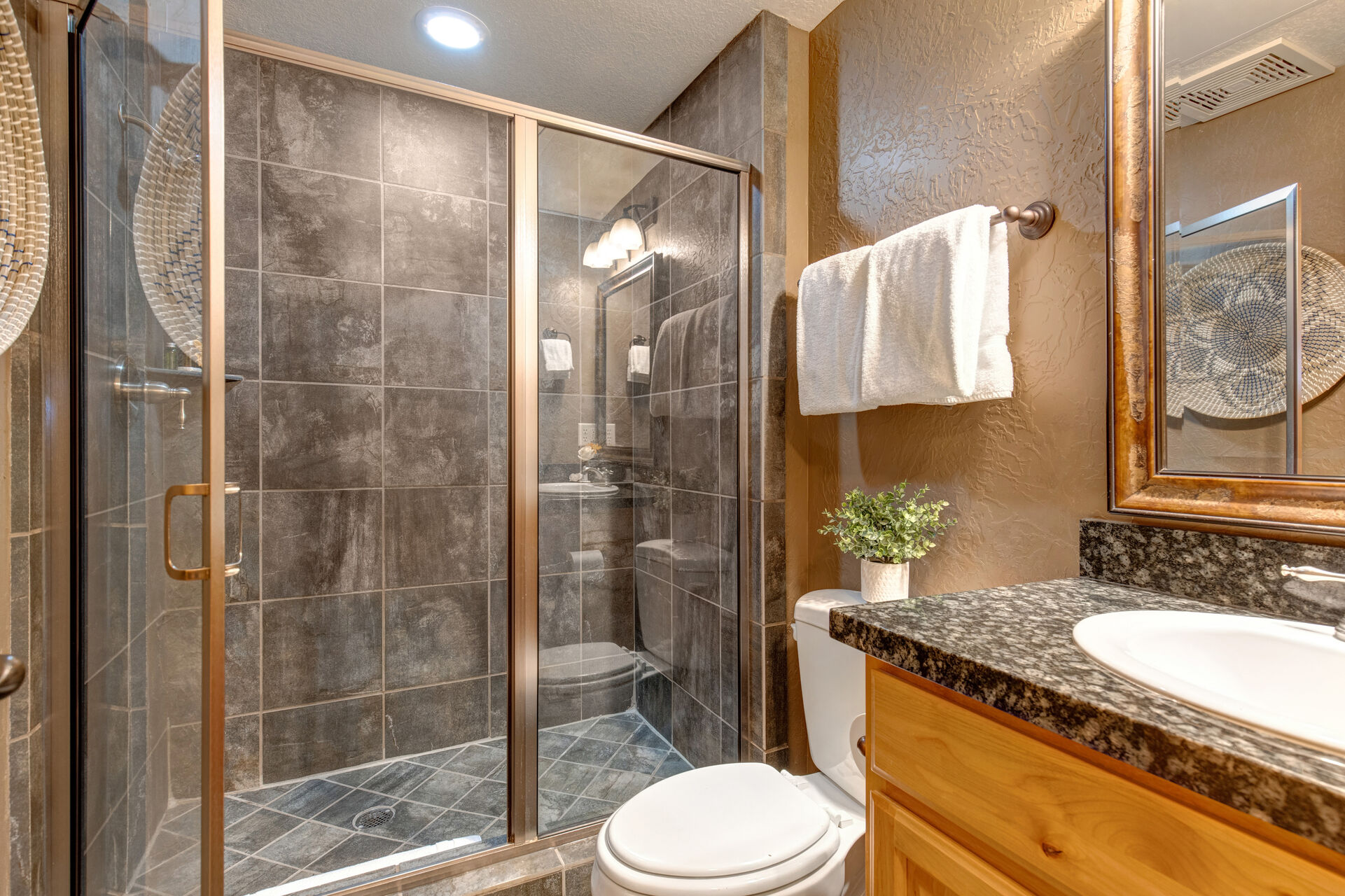 En Suite Bathroom with large tile & glass shower