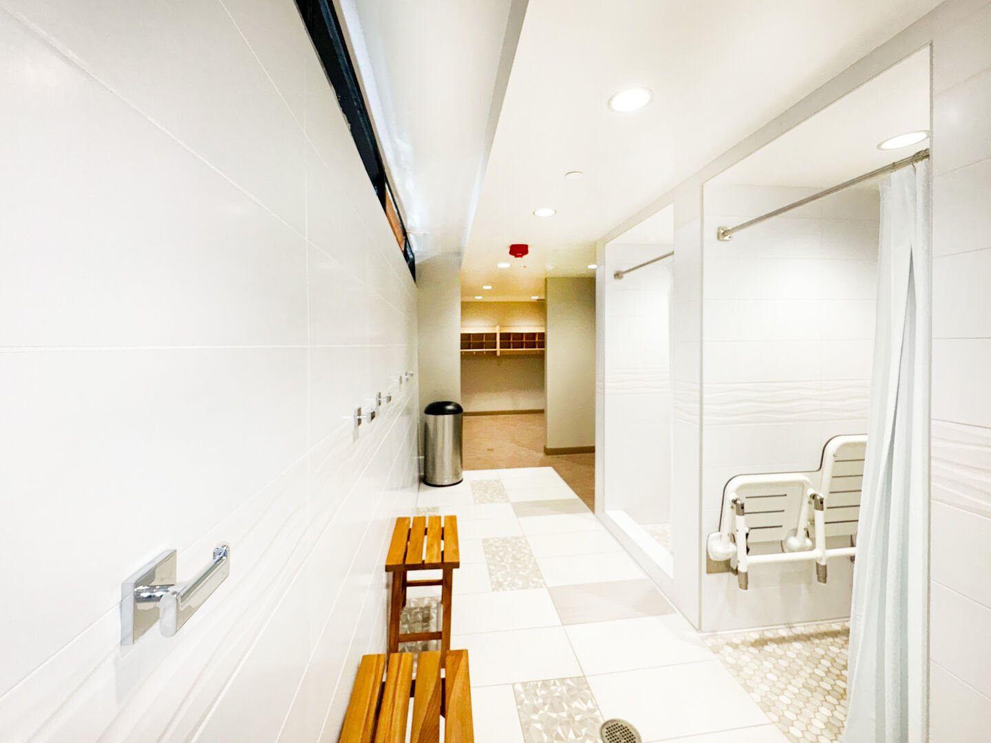 Shower room on the 6th-floor recreation deck Shower room on the 6th-floor recreation deck