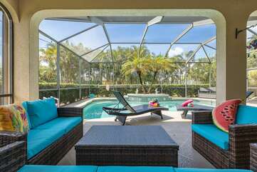 Private heated saltwater pool with southern exposure