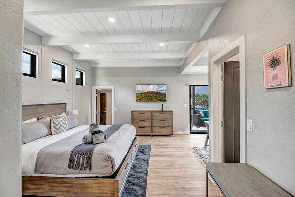 Master Bedroom with King Bed and 55