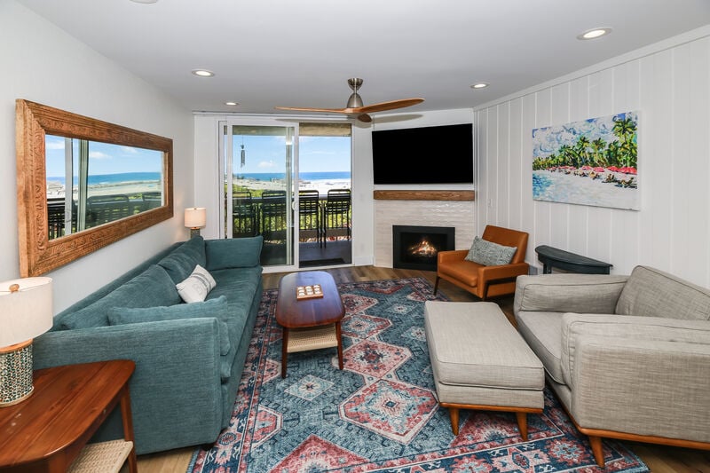 Oceanview living with plenty of comfortable West Elm Furniture