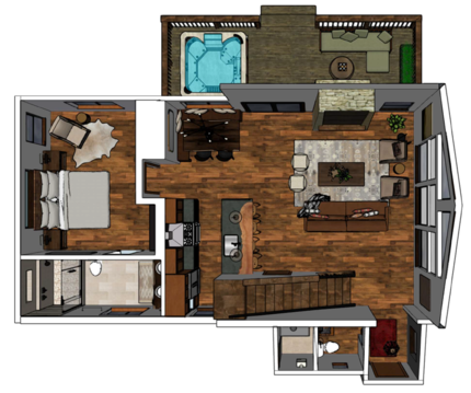 Main Floor layout, including a 1/2 bath