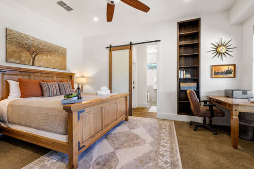 Master Bedroom with a King Bed, Desk and Private Bath