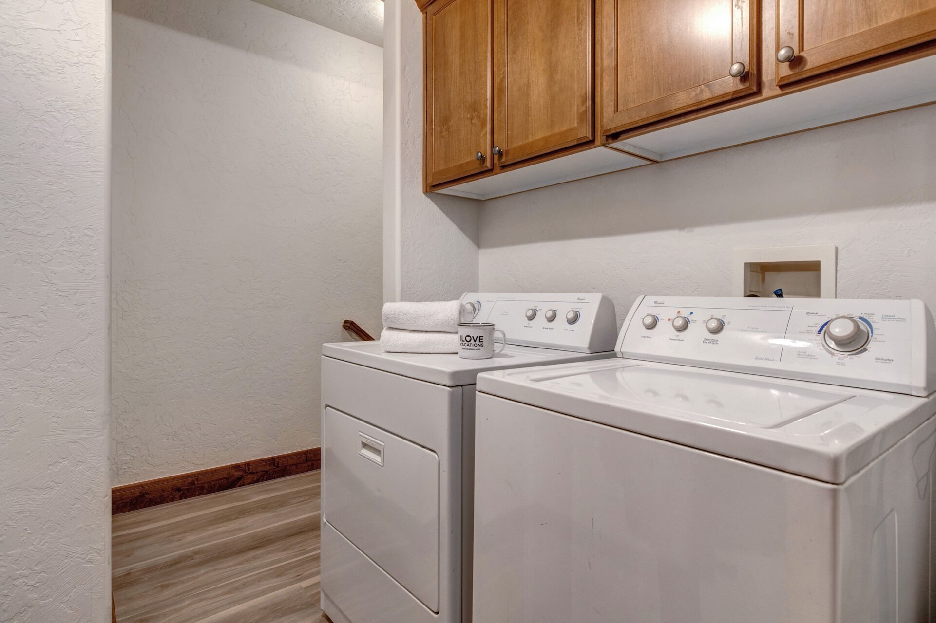 Full Size Washer / Dryer and Stairway Down to the Private 1-Car Garage