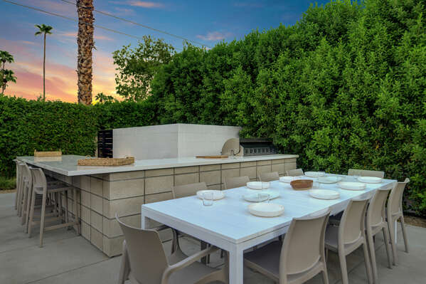 PLENTY OF OUTDOOR DINING AND LOUNGING SPACES.  OUTDOOR BUILT IN GAS BBQ!