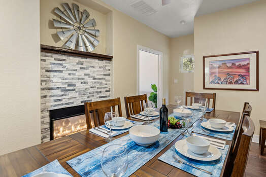 Dining Area with See-Through Gas Fireplace