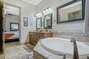Master bathroom with Jacuzzi Dual Vanity and Walkin Shower