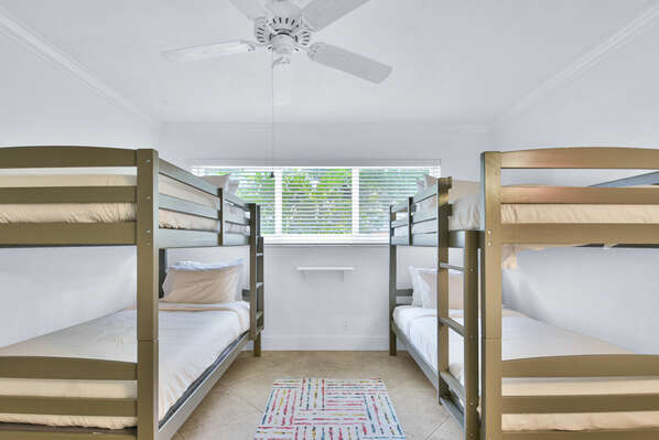 Bedroom 3, with 2 sets of bunk beds