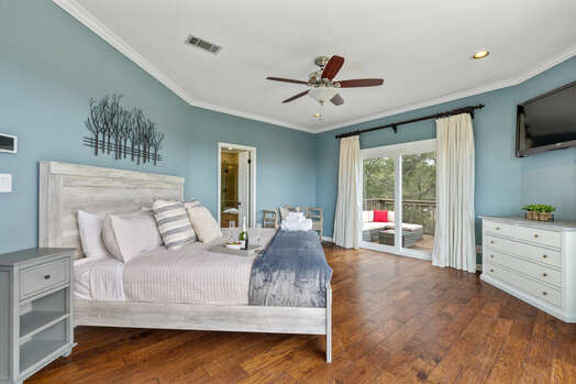 Master Bedroom with a King Bed and Private Deck