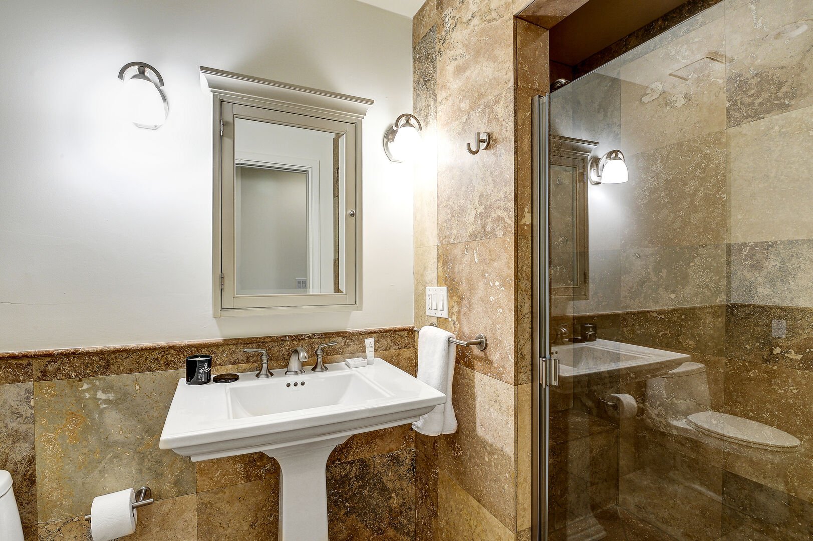 A complete bathroom situated adjacent to Bedroom 4.