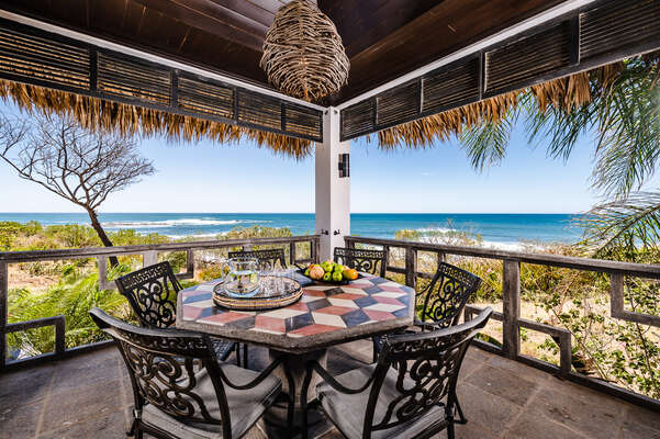 Outdoor dining table with amazing ocean views