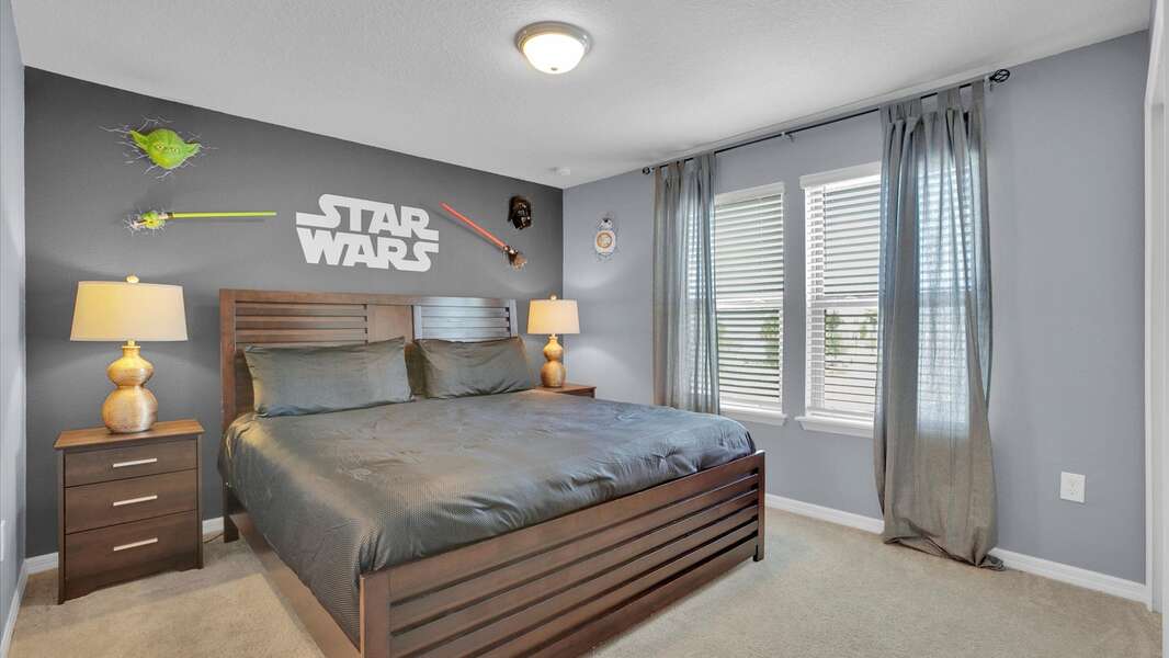 King Suite Bedroom 4 Upstairs
Star Wars Theme
Attached Bathroom