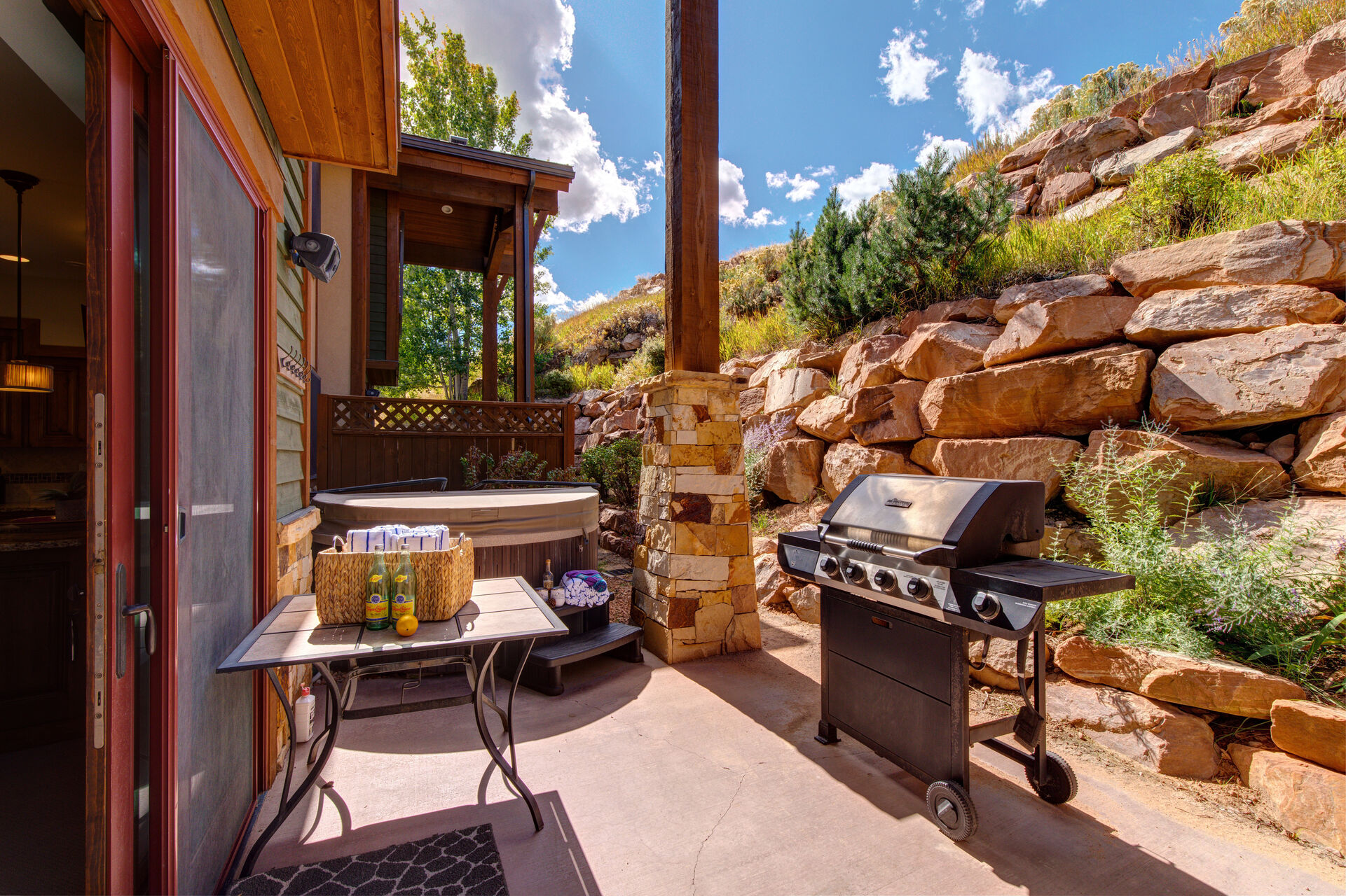 Private Patio with outdoor grill and Hot Tub